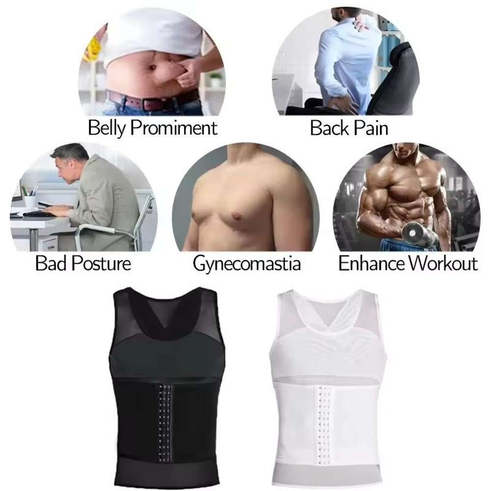 Mens Compression Shaper Vest For Chest And Tummy Slimming Support 4