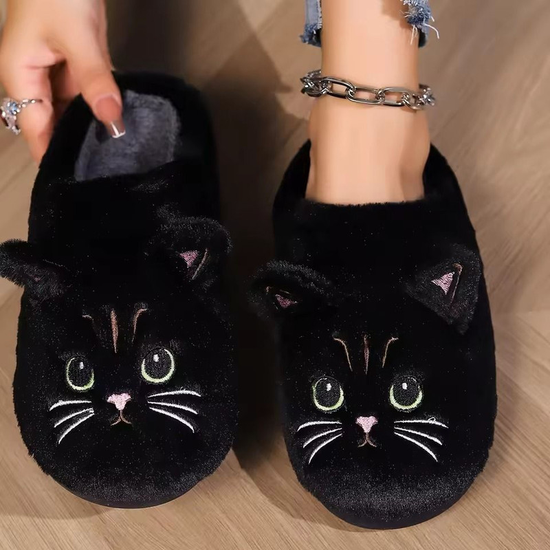 Kawaii Cartoon Cat Fuzzy Slippers For Women  Soft Cozy Plush Indoor Slippers With Durable Outsole 2