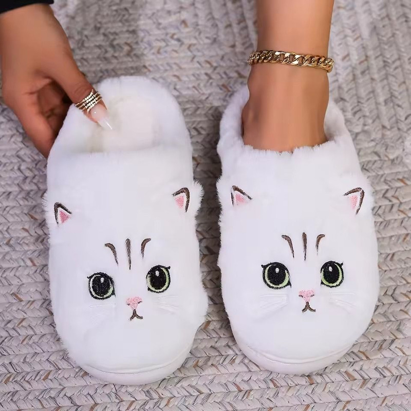 Kawaii Cartoon Cat Fuzzy Slippers For Women  Soft Cozy Plush Indoor Slippers With Durable Outsole 3