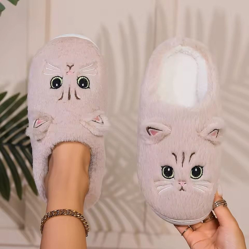 Kawaii Cartoon Cat Fuzzy Slippers For Women  Soft Cozy Plush Indoor Slippers With Durable Outsole 4