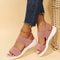 Womens Knit Elastic Wedge Sandals Lightweight Slip On Summer Comfort Shoes 0