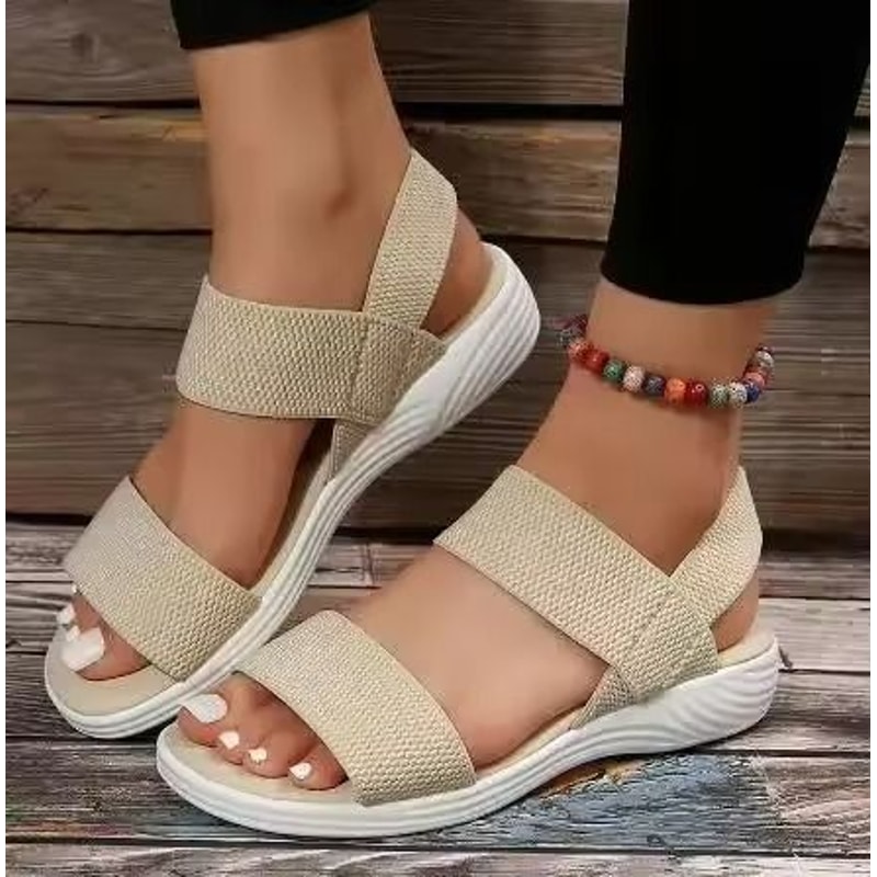 Womens Knit Elastic Wedge Sandals Lightweight Slip On Summer Comfort Shoes 7