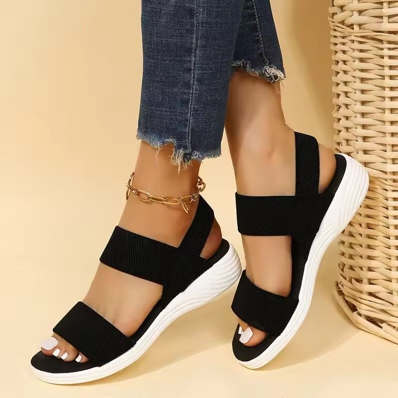 Womens Knit Elastic Wedge Sandals Lightweight Slip On Summer Comfort Shoes 8
