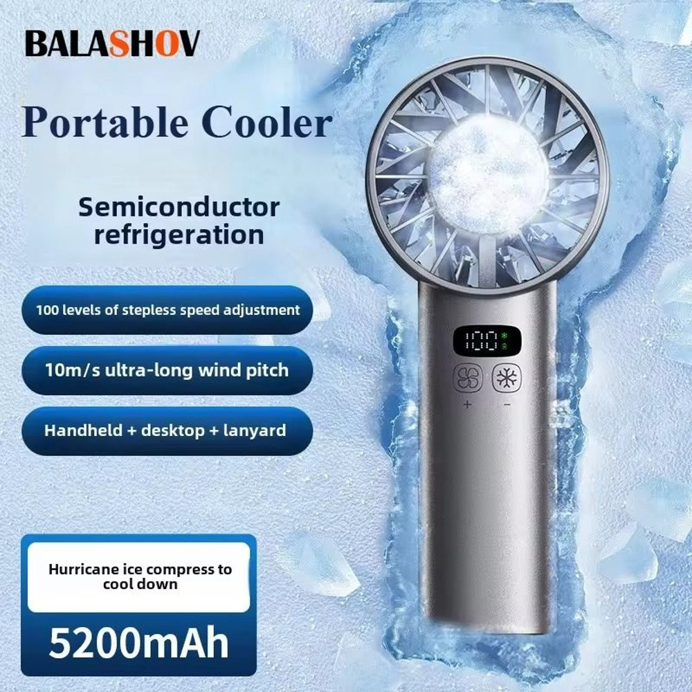 Ice Compress Handheld Cooling Fan USB Rechargeable Mini Fan With LED Display For Travel And Outdoor 0