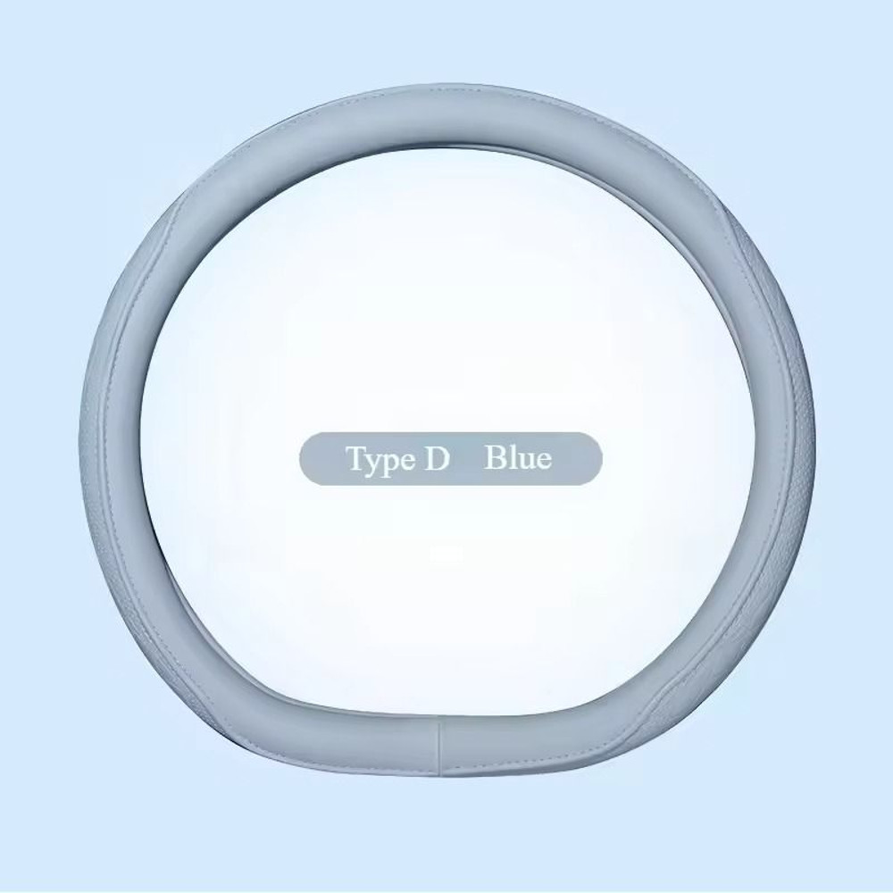 Napa Leather Patchwork Steering Wheel Cover Non Slip Breathable Universal Fit 15 Inch 9