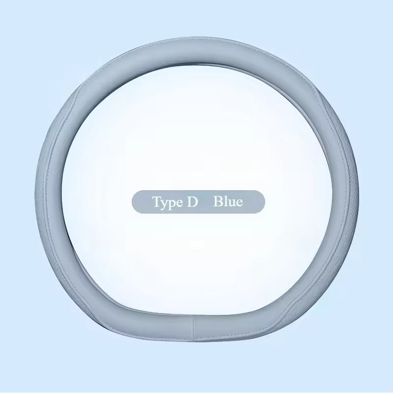 Napa Leather Patchwork Steering Wheel Cover Non Slip Breathable Universal Fit 15 Inch 9