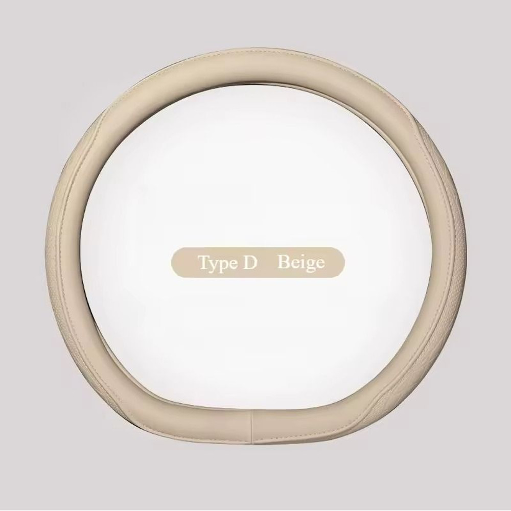 Napa Leather Patchwork Steering Wheel Cover Non Slip Breathable Universal Fit 15 Inch 12