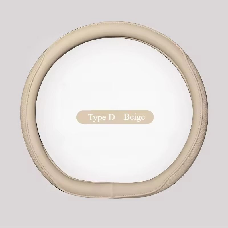 Napa Leather Patchwork Steering Wheel Cover Non Slip Breathable Universal Fit 15 Inch 12