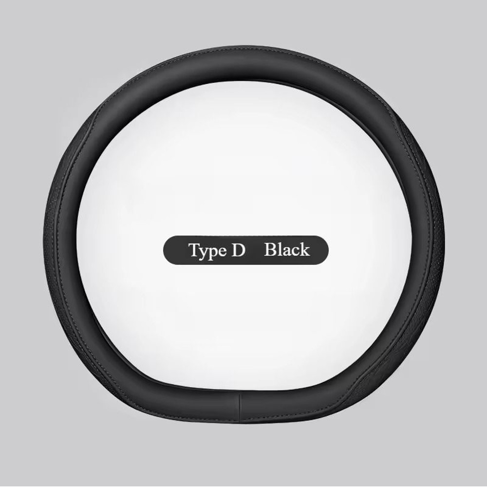 Napa Leather Patchwork Steering Wheel Cover Non Slip Breathable Universal Fit 15 Inch 13