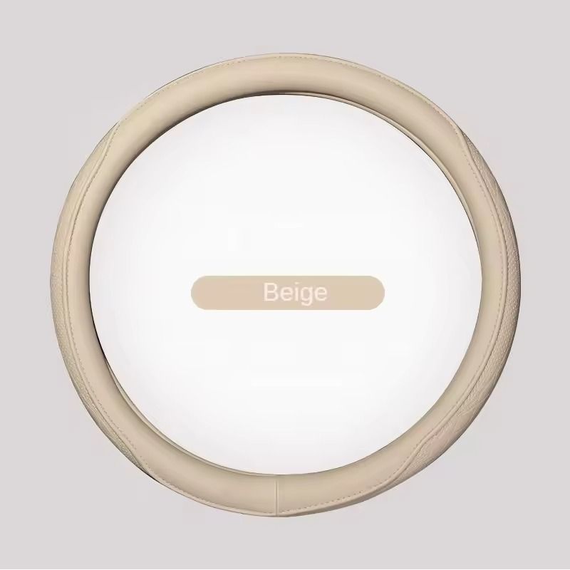 Napa Leather Patchwork Steering Wheel Cover Non Slip Breathable Universal Fit 15 Inch 15