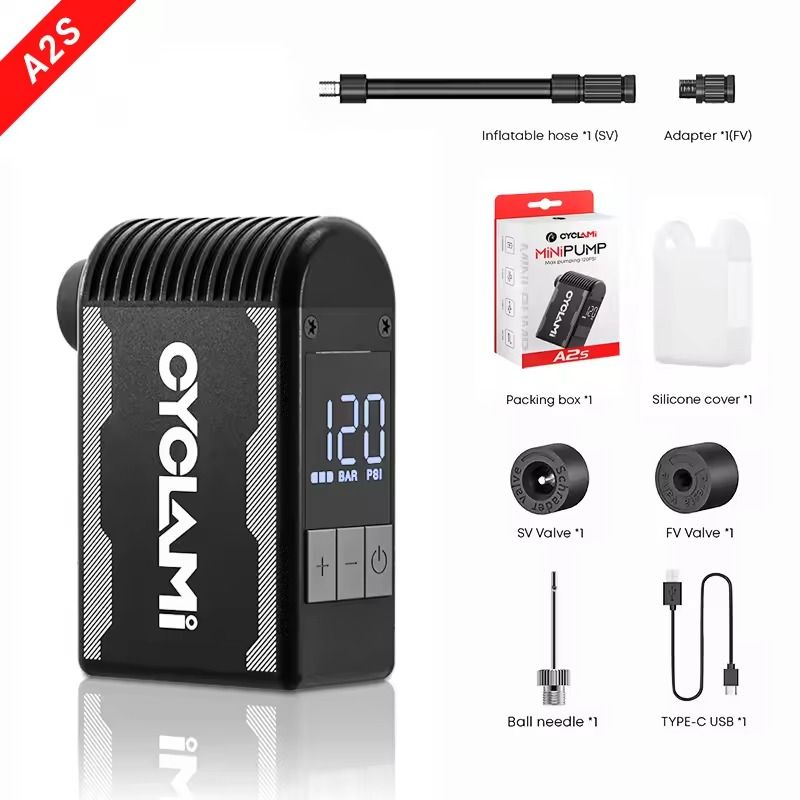 Portable Electric Bike Air Pump 120PSI Fast Compressor With Schrader And Presta Valve Compatibility 0