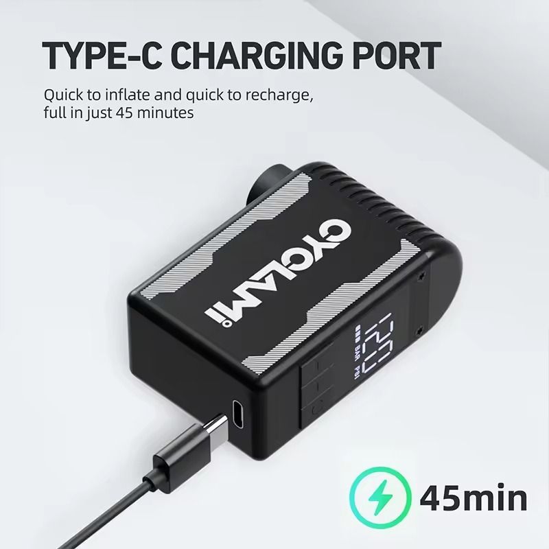 Portable Electric Bike Air Pump 120PSI Fast Compressor With Schrader And Presta Valve Compatibility 3