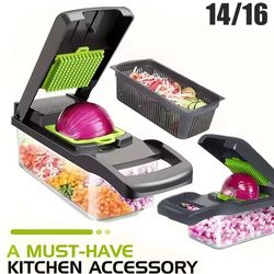 multifunction vegetable slicer and food chopper with grater blades and basket set