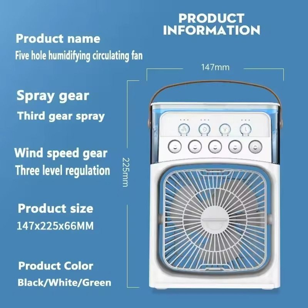 CoolBreeze 3in1 Portable Air Cooler Humidifier Fan With LED Light 5