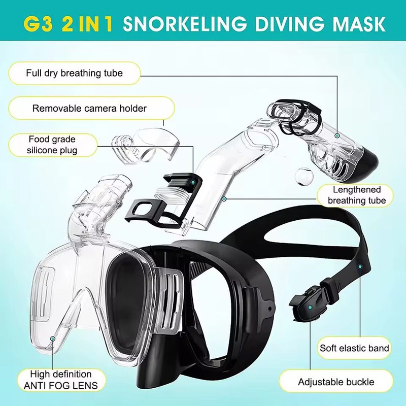 Underwater Snorkeling Mask Set With AntiFog Design And Safe Breathing System 1