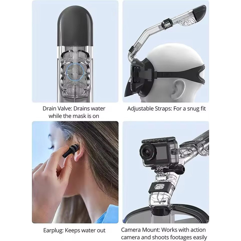 Underwater Snorkeling Mask Set With AntiFog Design And Safe Breathing System 4