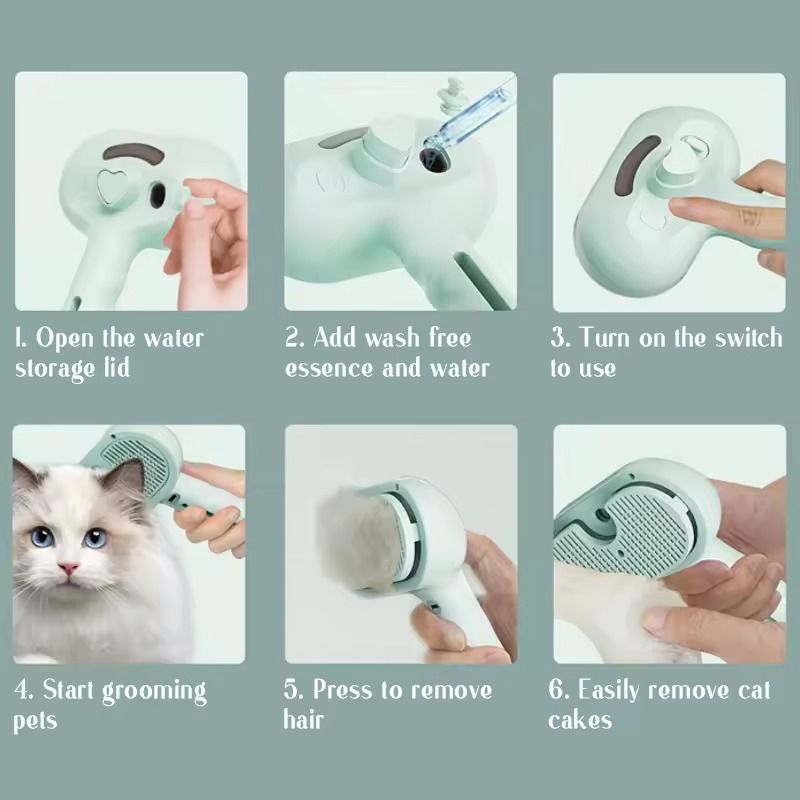 Pet Steam Massage Brush With Hair Removal Comb For Dogs And Cats 5