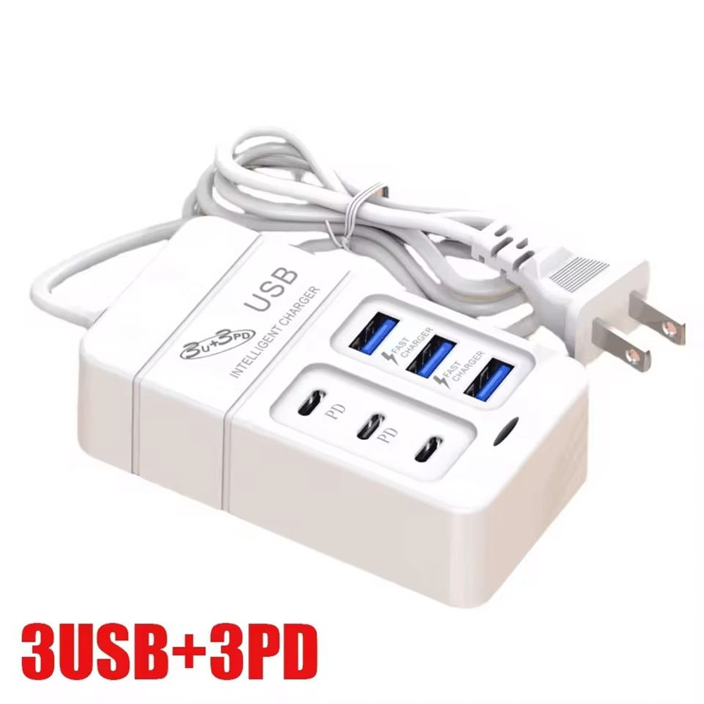 35W Multiport USB Fast Charger 6 Port Wall Adapter With Type C And USB Hub For EU US Plug 7