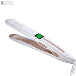 titanium digital flat iron with lcd display and dual voltage for smooth styling