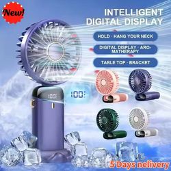 rechargeable foldable mini fan with led display and adjustable speeds