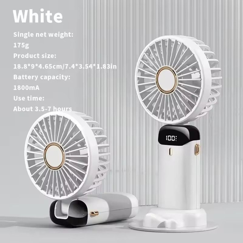 Rechargeable Foldable Mini Fan With LED Display And Adjustable Speeds 7