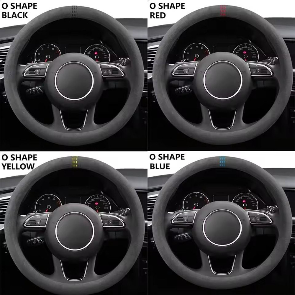 Universal Cowhide Suede Steering Wheel Cover For 3738cm Car Wheels 4