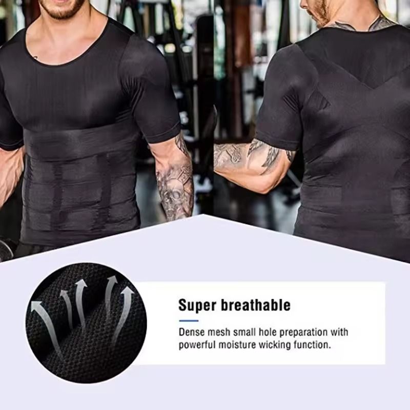 SculptFit Mens Compression Undershirt Slimming Shapewear For Gynecomastia Tummy Control 4