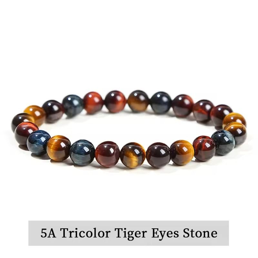 Natural Stone Bead Bracelet With Amethyst Tiger Eye And Crystal Quartz 14