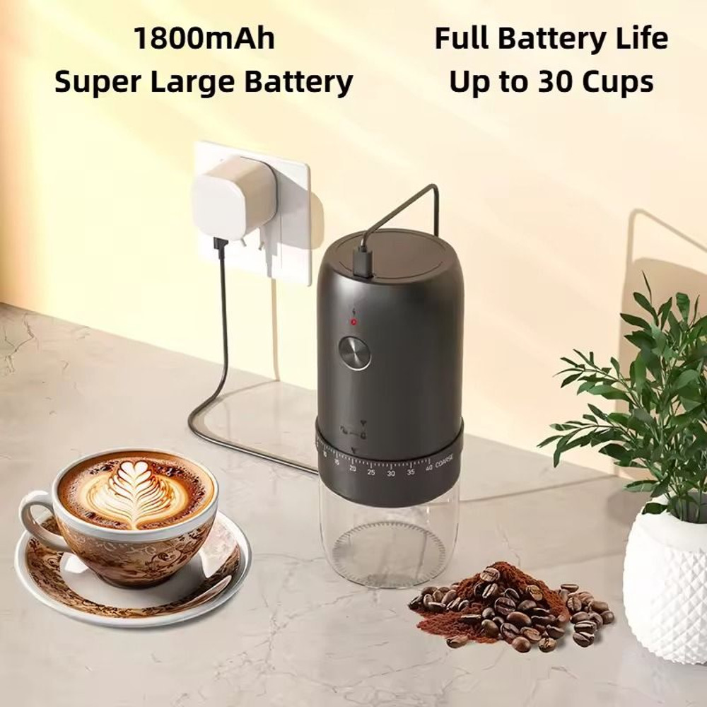 Rechargeable Electric Coffee Grinder With Adjustable Settings And 1800mAh Battery 2
