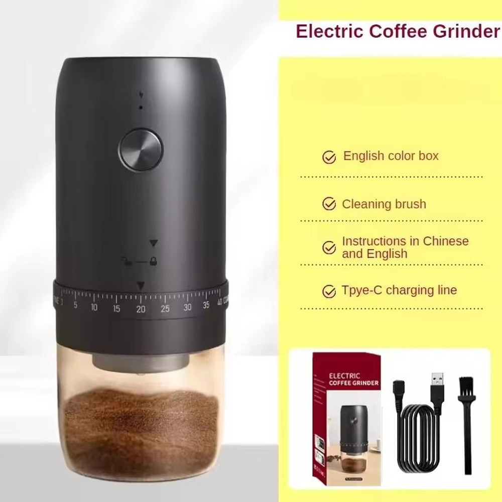 Rechargeable Electric Coffee Grinder With Adjustable Settings And 1800mAh Battery 6