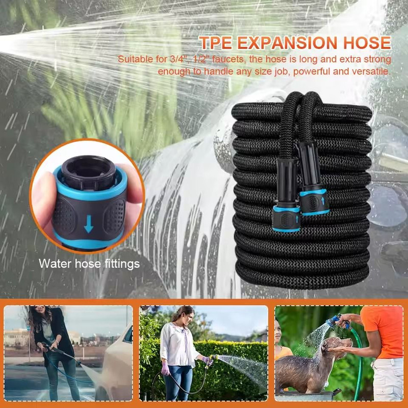 Expandable Garden Water Hose With Spray Nozzle For Irrigation And Car Washing 2
