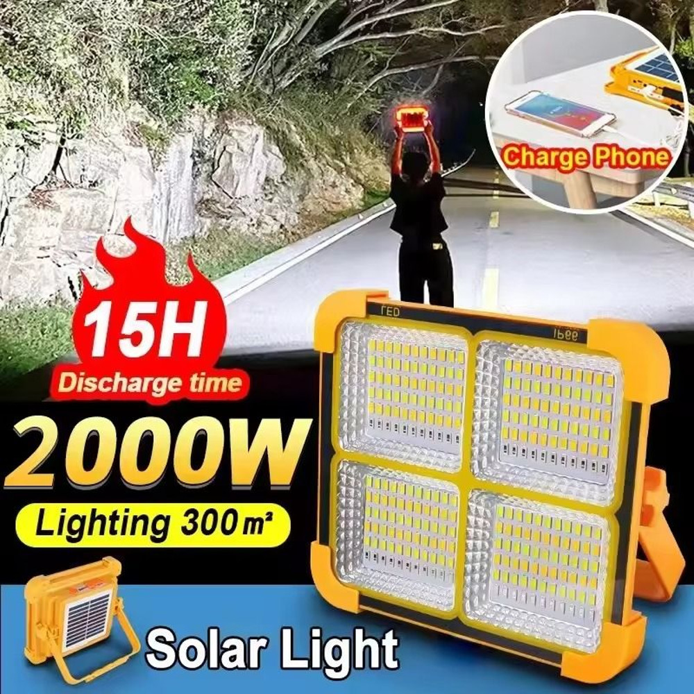 Rechargeable Solar LED Flood Light For Outdoor Use With Portable Spotlight Design 0