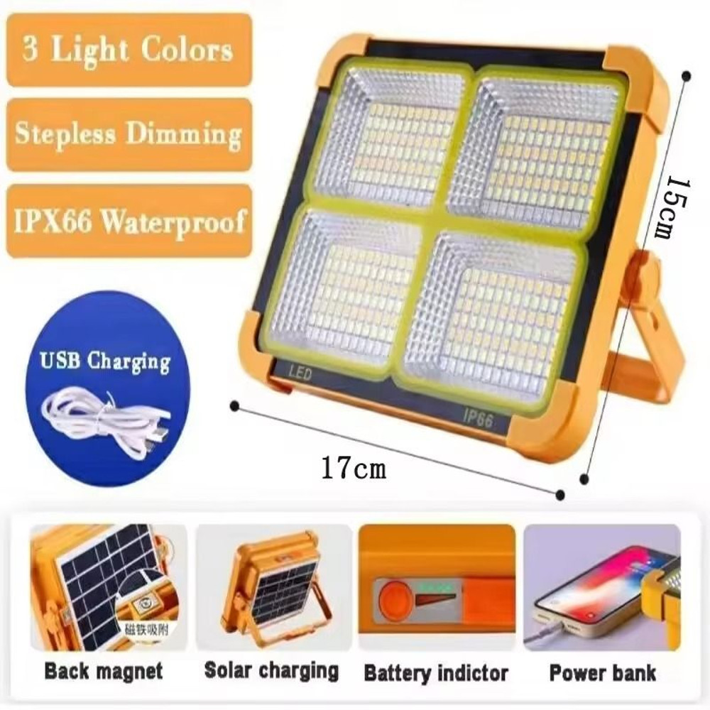 Rechargeable Solar LED Flood Light For Outdoor Use With Portable Spotlight Design 6