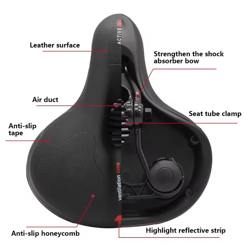Shock Absorbing Bike Saddle With Breathable Hollow Design For Men And Women 1