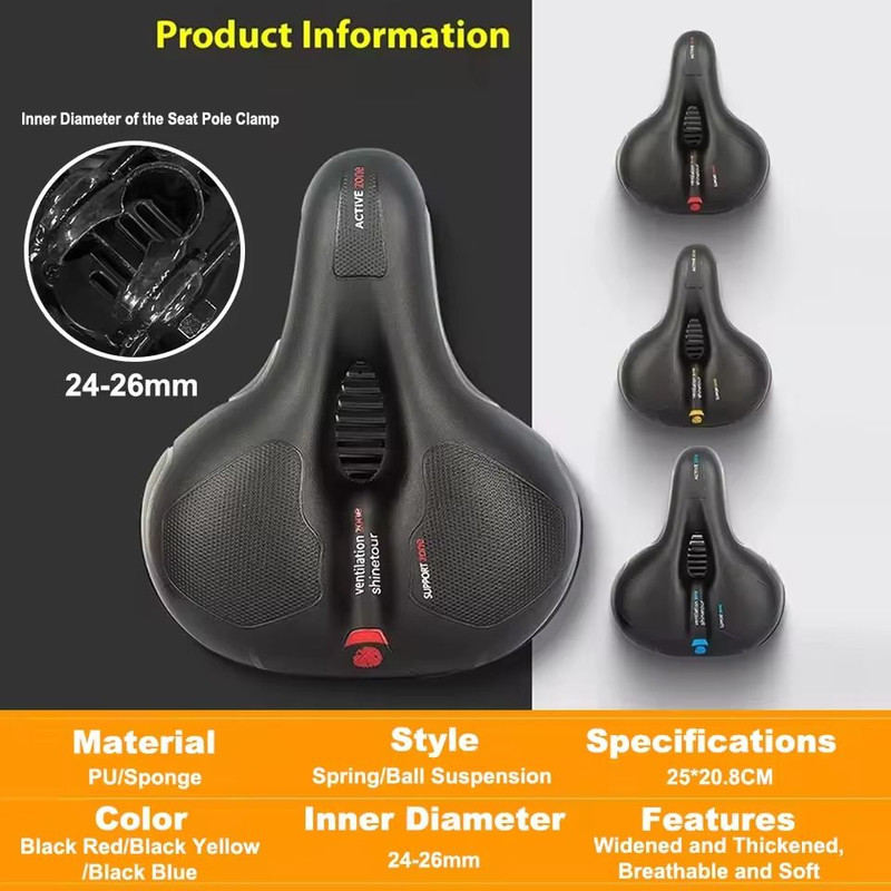 Shock Absorbing Bike Saddle With Breathable Hollow Design For Men And Women 4