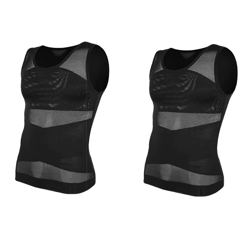 Mens Slimming Compression Undershirt Tank Top With Mesh Shapewear Support 6