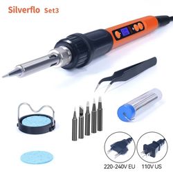 digital electric soldering iron kit with adjustable temperature and rework tips