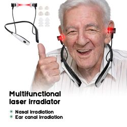 portable laser irradiator for nasal and ear relief with rechargeable neck hanging design