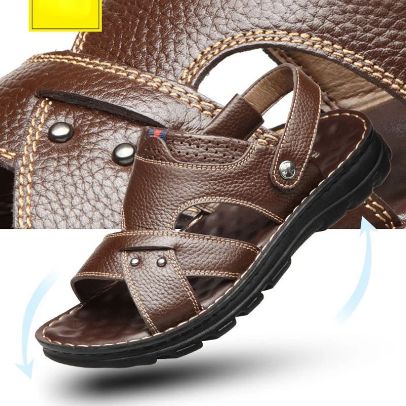Men Genuine Leather Sandals With Non Slip Sole And Thick Cushioning For Summer Comfort 5