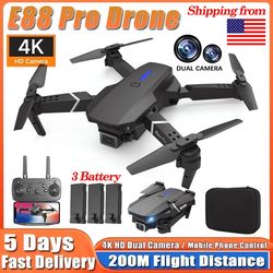 2024 e88pro foldable rc drone with 4k camera and 3 batteries