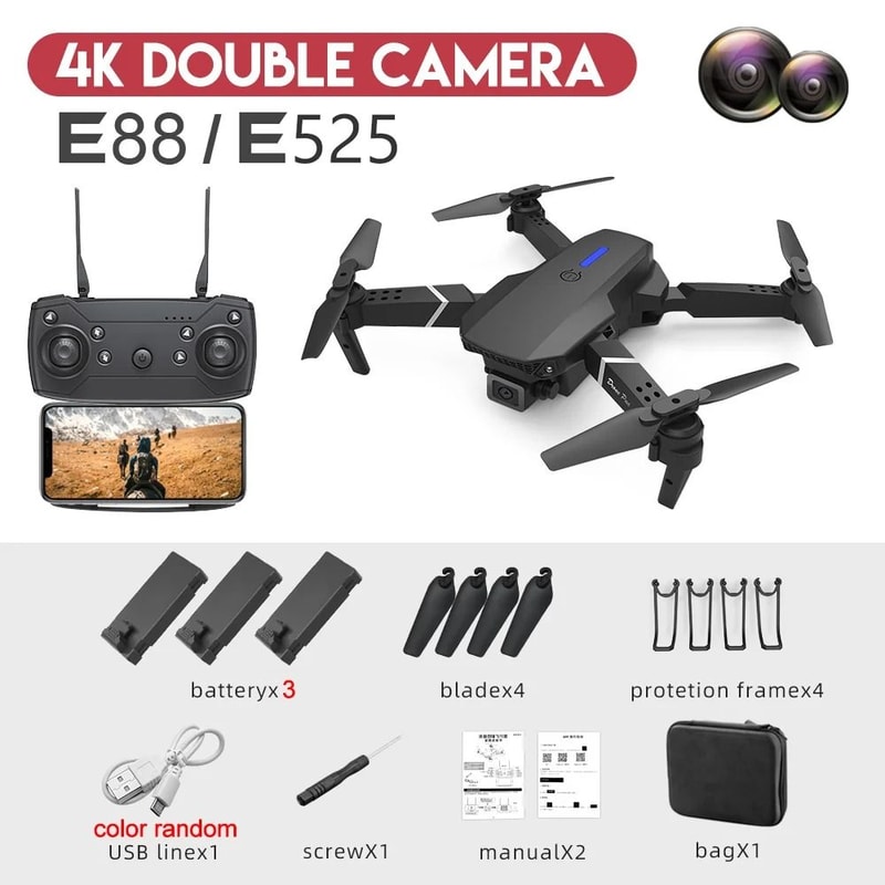 2024 E88Pro Foldable RC Drone With 4K Camera And 3 Batteries 7