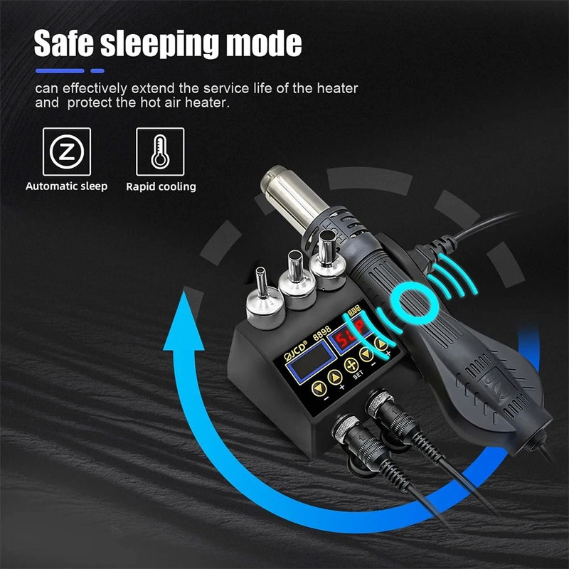 JCD 8898 Soldering Station 2 In 1 Soldering Iron And Hot Air Gun Rework Welding Repair Tool 2