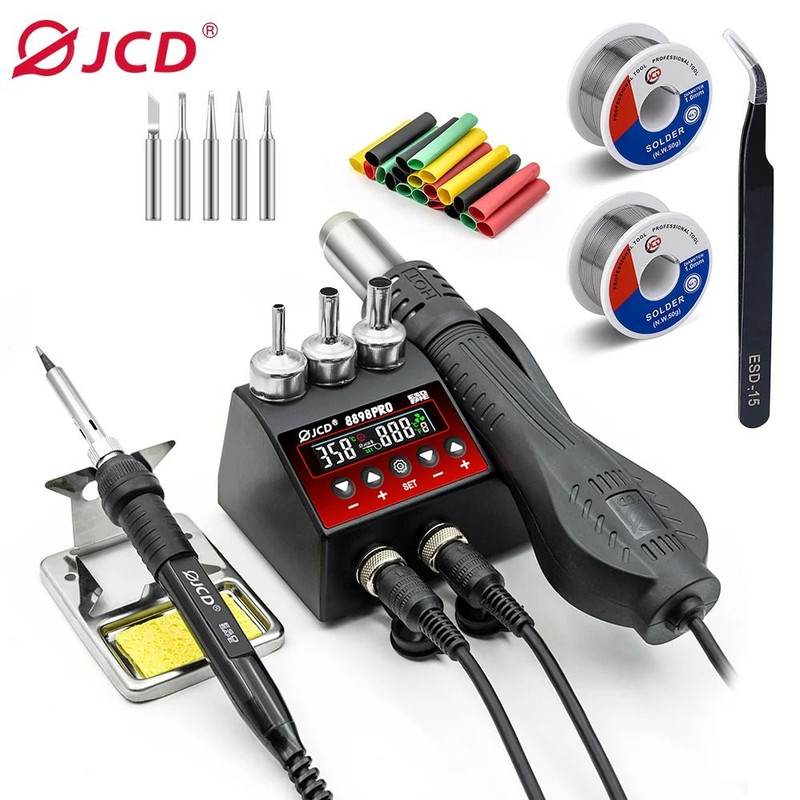 JCD 8898 Soldering Station 2 In 1 Soldering Iron And Hot Air Gun Rework Welding Repair Tool 9