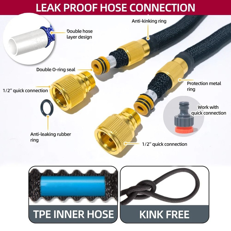 Expandable Flexible Garden Hose For Car Wash And Outdoor Use 2