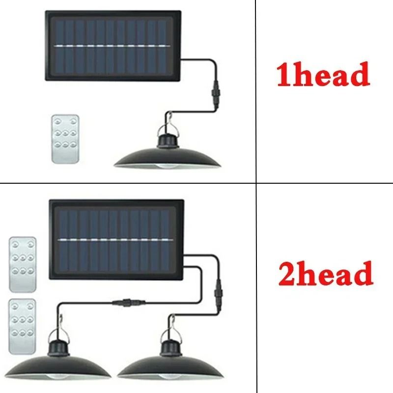 Solar Powered Pendant Light With Double Head LED Chandelier Waterproof Outdoor Indoor Shed Barn Roo 1