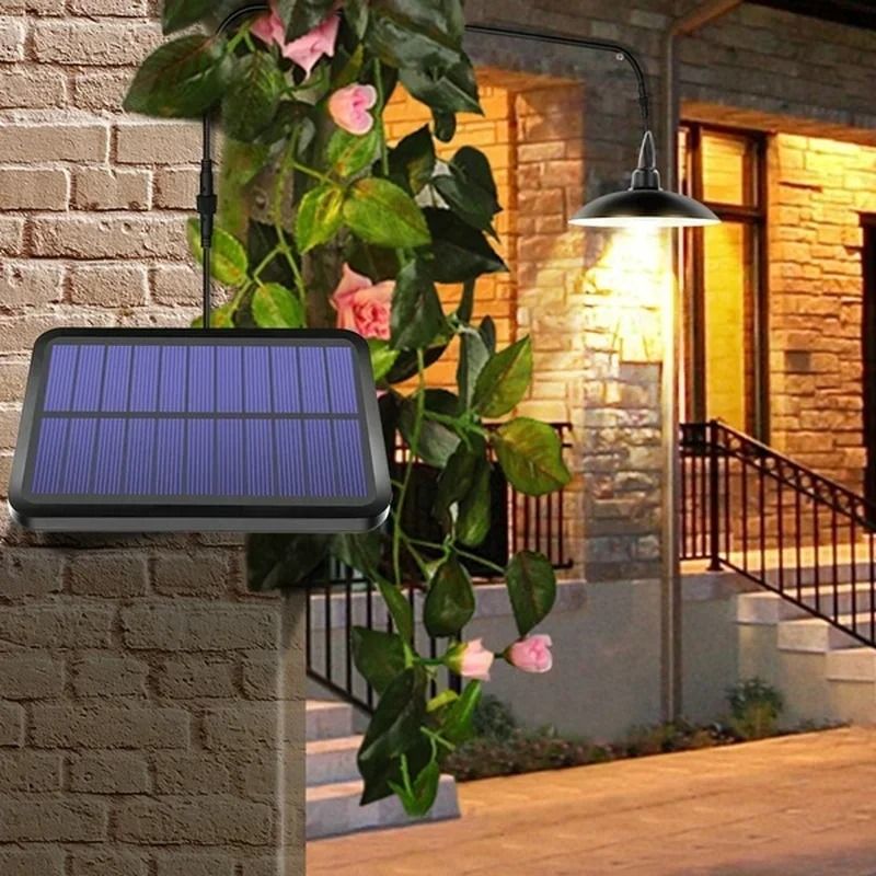 Solar Powered Pendant Light With Double Head LED Chandelier Waterproof Outdoor Indoor Shed Barn Roo 2