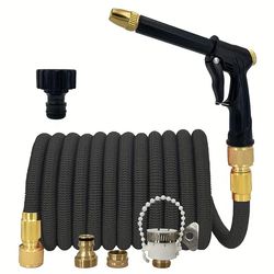 expandable high pressure car wash and garden hose with adjustable spray gun for outdoor use