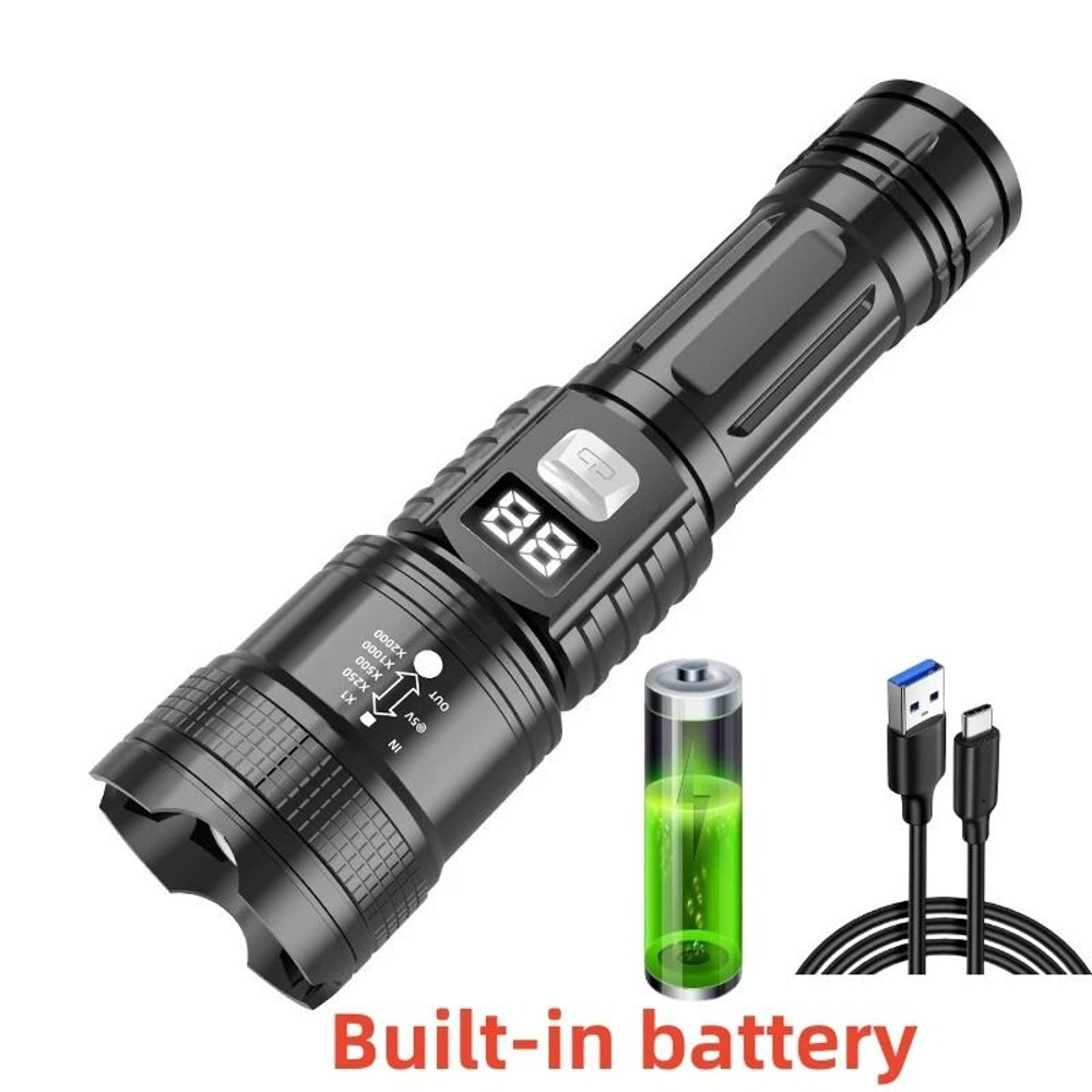 High Power USB Rechargeable LED Flashlight With Builtin Battery For Camping And Emergency Use 6
