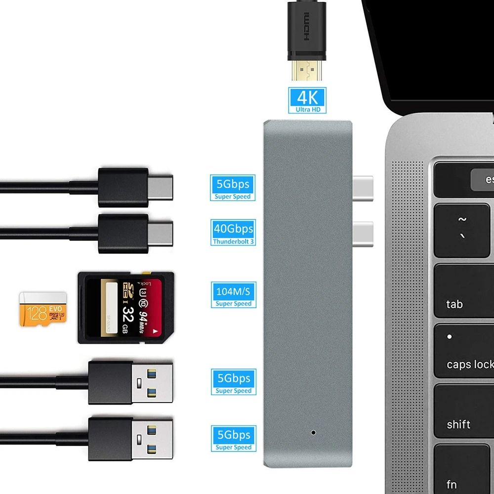 USB C Hub To 4K HDMI Adapter With Thunderbolt 3 SD TF Reader And PD For MacBook Pro And Air 1