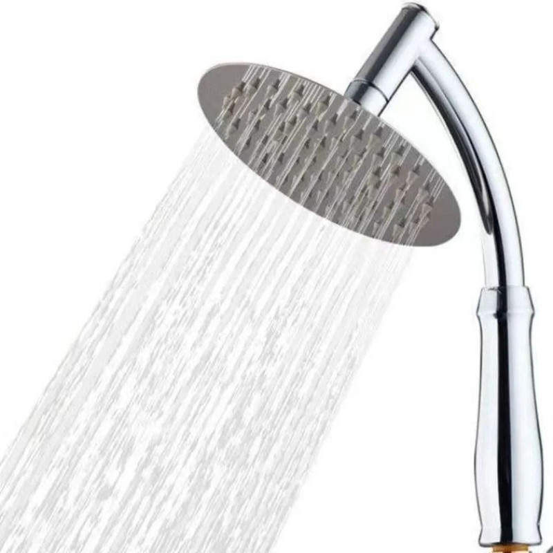 High Pressure Square Rainfall Shower Head With Stainless Steel Body And Curved Extension Arm 3